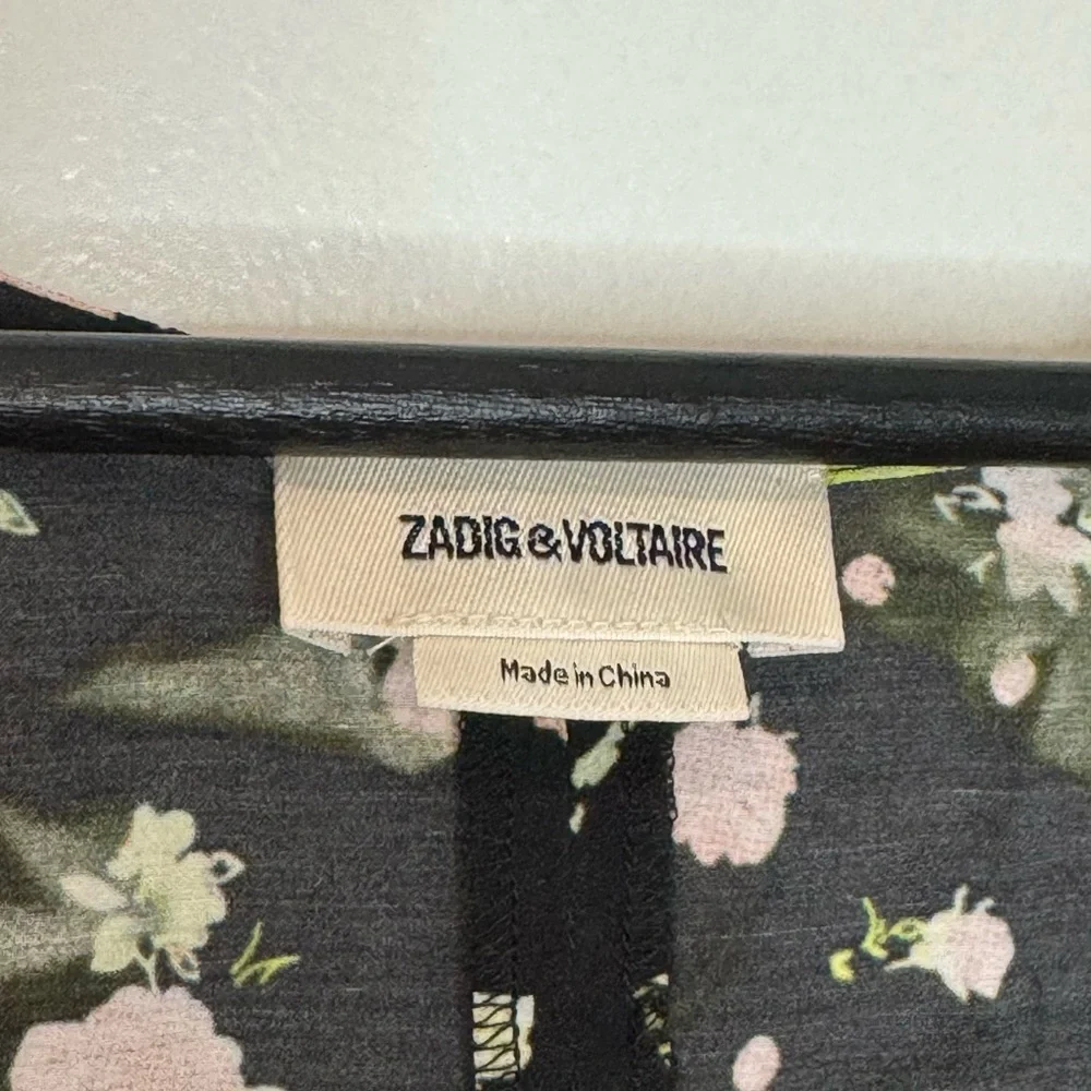 Zadig & Voltaire Black Floral Rozom Soft Crinkle Roses Summer Slim Mini Dress - Picture 7 of 9